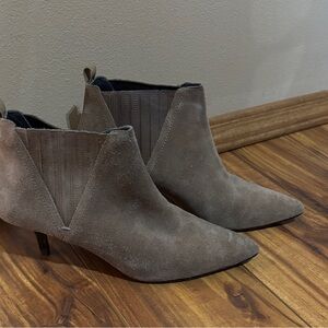 Donald J. Pliner Taupe Suede Ankle Booties